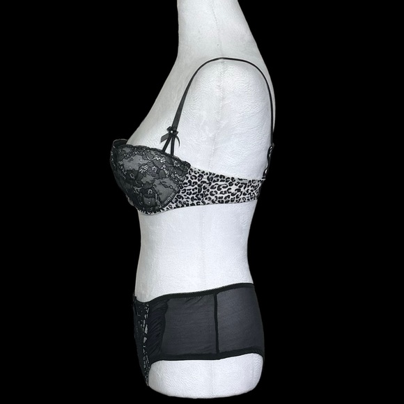 NWOT Sophie B -Women’s Black Bra & Panty Set -Sexy Lace & Leopard -Sizes 34B & L - Picture 5 of 11